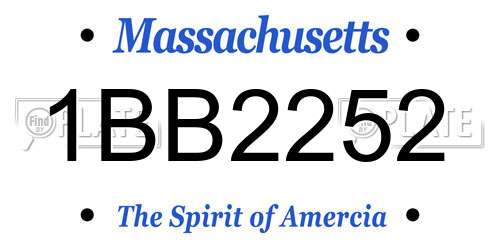 1BB2252 Massachusetts License Plate