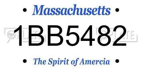 1BB5482 Massachusetts License Plate