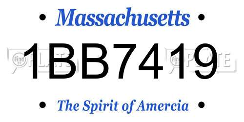 1BB7419 Massachusetts License Plate
