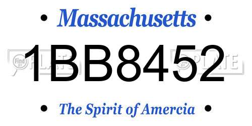 1BB8452 Massachusetts License Plate
