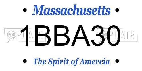 1BBA30 Massachusetts License Plate