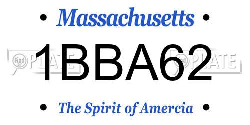 1BBA62 Massachusetts License Plate