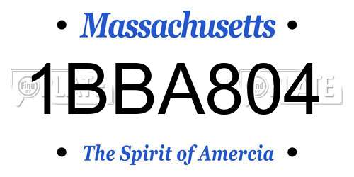 1BBA804 Massachusetts License Plate