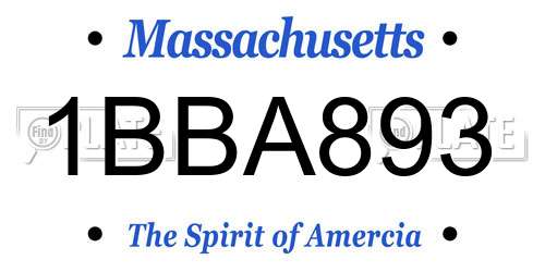 1BBA893 Massachusetts License Plate
