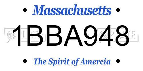 1BBA948 Massachusetts License Plate