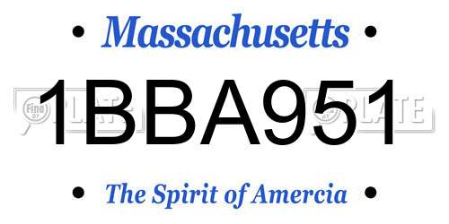 1BBA951 Massachusetts License Plate