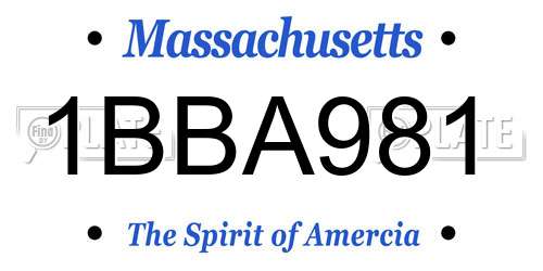 1BBA981 Massachusetts License Plate