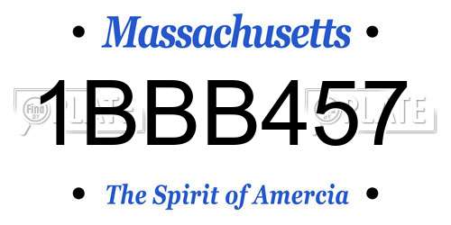 1BBB457 Massachusetts License Plate