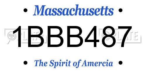 1BBB487 Massachusetts License Plate
