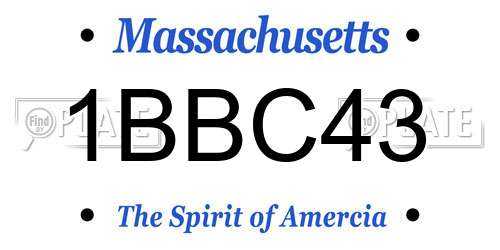 1BBC43 Massachusetts License Plate