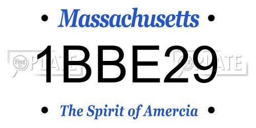 1BBE29 Massachusetts License Plate