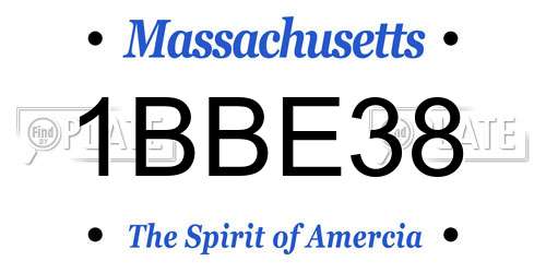 1BBE38 Massachusetts License Plate