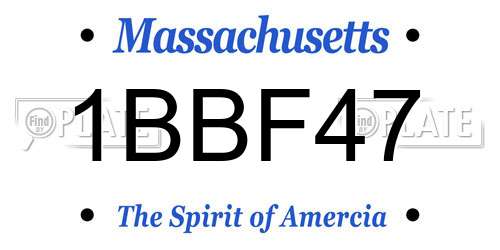 1BBF47 Massachusetts License Plate