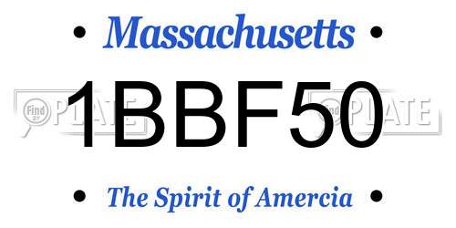 1BBF50 Massachusetts License Plate