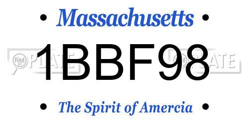 1BBF98 Massachusetts License Plate