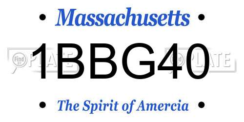 1BBG40 Massachusetts License Plate