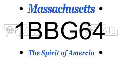 1BBG64 Massachusetts License Plate