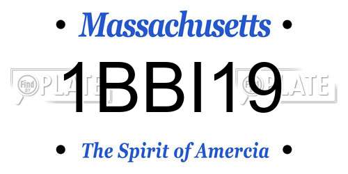 1BBI19 Massachusetts License Plate