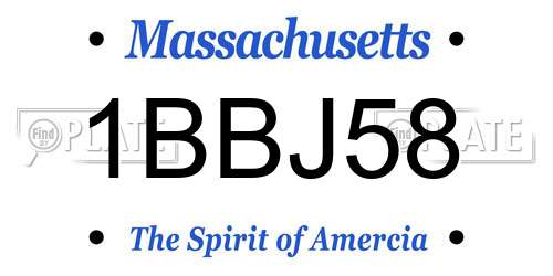 1BBJ58 Massachusetts License Plate