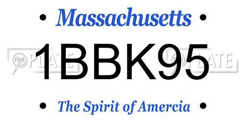 1BBK95 Massachusetts License Plate