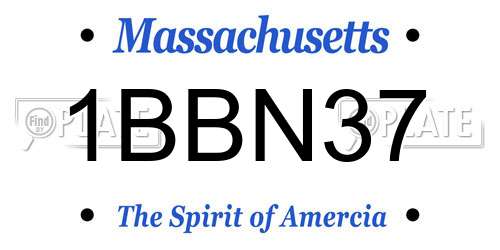 1BBN37 Massachusetts License Plate