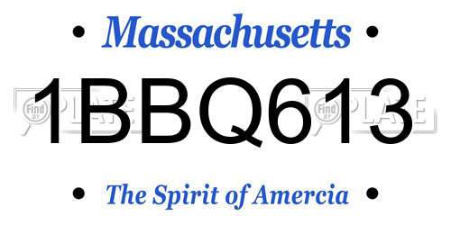 1BBQ613 Massachusetts License Plate