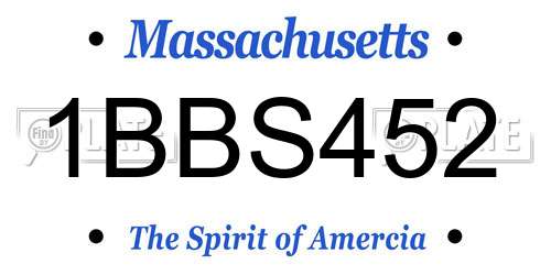 1BBS452 Massachusetts License Plate