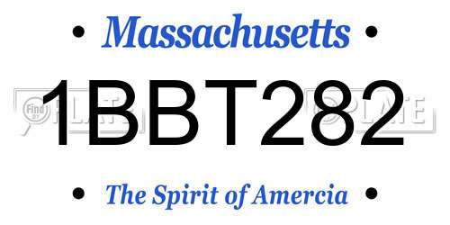 1BBT282 Massachusetts License Plate