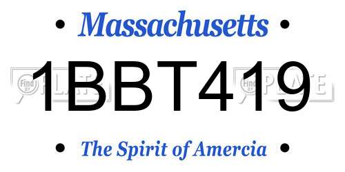 1BBT419 Massachusetts License Plate