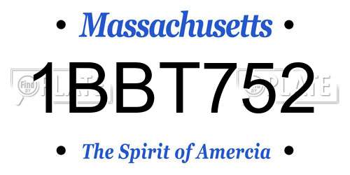 1BBT752 Massachusetts License Plate