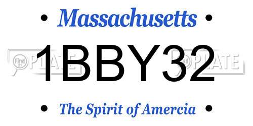 1BBY32 Massachusetts License Plate