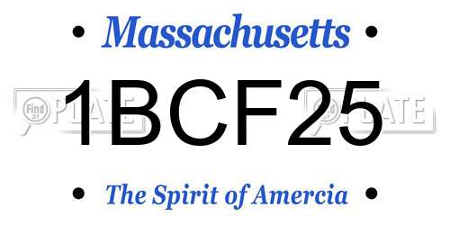 1BCF25 Massachusetts License Plate