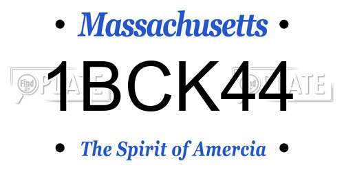 1BCK44 Massachusetts License Plate