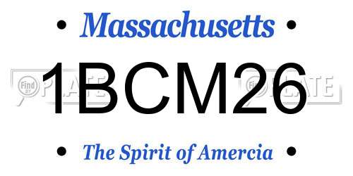 1BCM26 Massachusetts License Plate