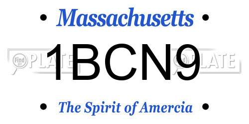 1BCN9 Massachusetts License Plate