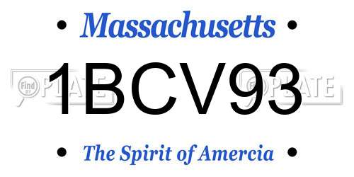 1BCV93 Massachusetts License Plate