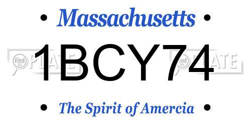 1BCY74 Massachusetts License Plate