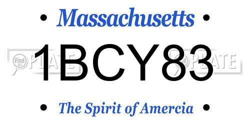 1BCY83 Massachusetts License Plate