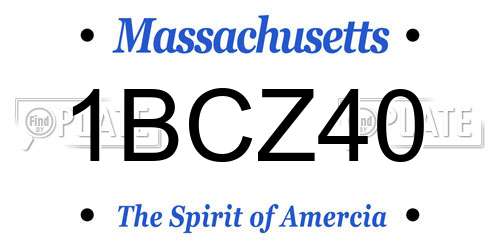 1BCZ40 Massachusetts License Plate
