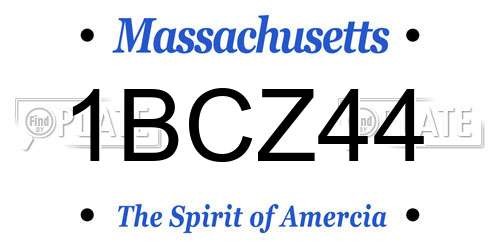 1BCZ44 Massachusetts License Plate