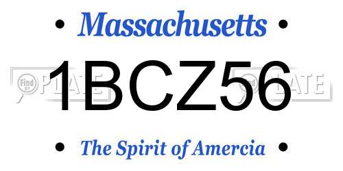 1BCZ56 Massachusetts License Plate