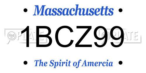 1BCZ99 Massachusetts License Plate