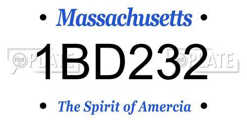 1BD232 Massachusetts License Plate