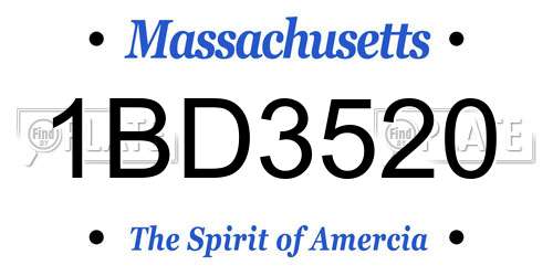 1BD3520 Massachusetts License Plate