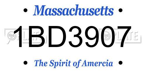 1BD3907 Massachusetts License Plate