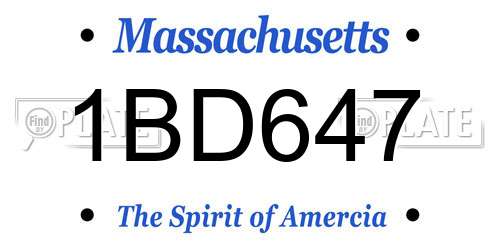 1BD647 Massachusetts License Plate