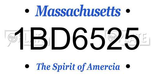 1BD6525 Massachusetts License Plate