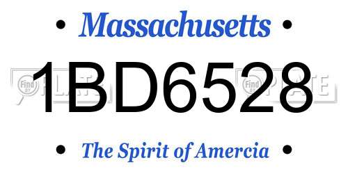 1BD6528 Massachusetts License Plate