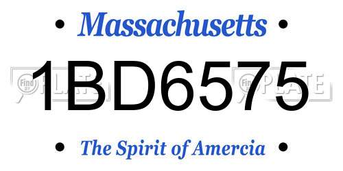 1BD6575 Massachusetts License Plate