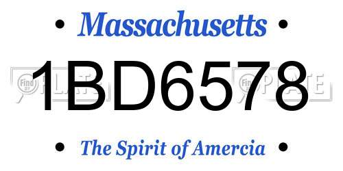 1BD6578 Massachusetts License Plate